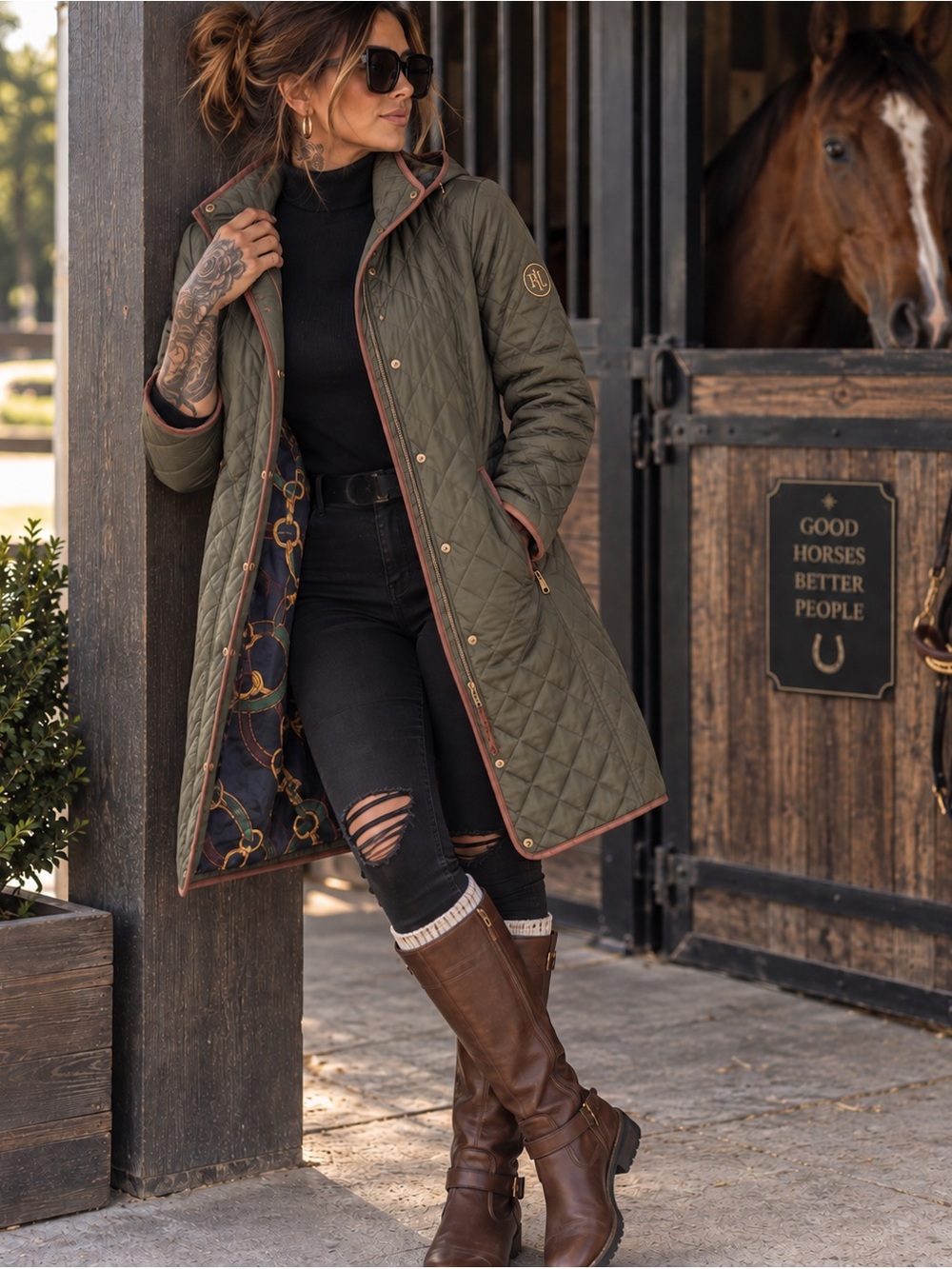 Lauren Ralph Lauren Women’s XS Olive Equestrian Quilted Coat